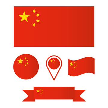 vector image China flag. Set of icons with the flag of China