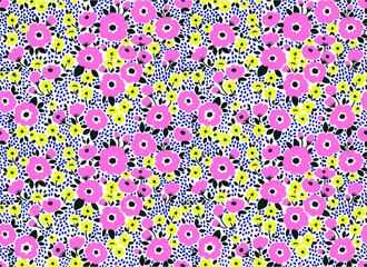 Cute floral pattern in the small flower. Ditsy print. Seamless vector texture. Elegant template for fashion prints. Printing with small rose-colored flowers. White background.