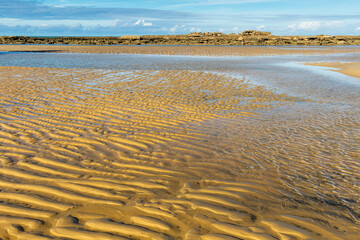 Coral Reef Barrier in Camurupim Beach, with Tide trails, Rio Grande do Norte, Brazil