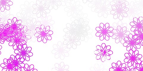 Light Pink vector doodle background with flowers.