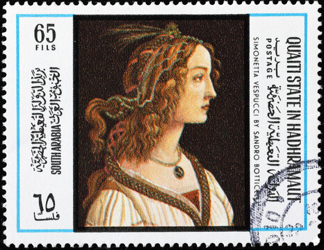 Simonetta Vespucci by Sandro Botticelli on postage stamp