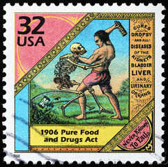The pure food and drugs act celebrated on stamp
