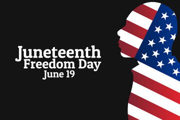 Juneteenth, Freedom Day. June 19. Holiday concept. Template for background, banner, card, poster with text inscription. Vector EPS10 illustration.