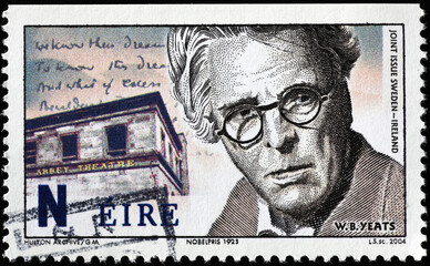 William Butler Yeats on irish postage stamp
