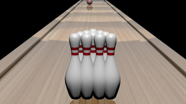 Bowling funny animation of pins escaping the strike