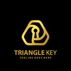 Abstract Triangle Key Logo Design Vector Illustration Template