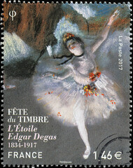 Beautiful painting by Edgar Degas on a stamp