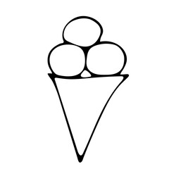 Ice cream. Trendy hand drawn illustration in doodle style. Vector illustration