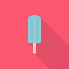 Ice cream icon with long shadow on pink background, flat design style