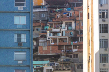 Babylon slum view of Copacabana beach in Rio de Janeiro.