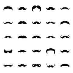
Glyph Icon Design Set of Mustaches

