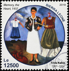 Painting by Frida Kahlo on african stamp