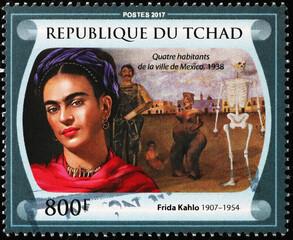 Painting by Frida Kahlo on stamp
