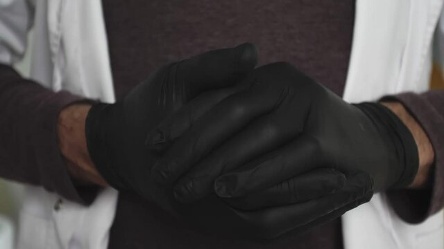 Macro shot of the hands of a doctor who gestures during a conversation The specialist reports the result of the diagnosis Delicate gestures in the process of explanation