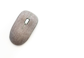 contemporary used material covered computer mouse in isolation on a white background