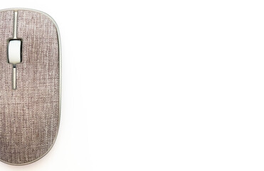 contemporary used material covered computer mouse in isolation on a white background
