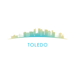 Toledo USA skyline silhouette. Vector design colorful illustration. - obrazy, fototapety, plakaty