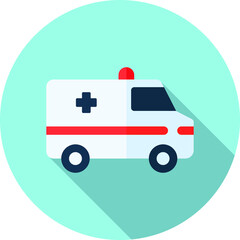 ambulance flat icon on blue background, vector symbol
