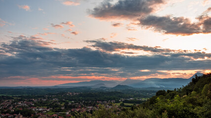 Stormy sunset in the italian countryside