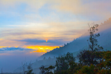 Kawah Ijen Crater Java Indonesia Sunrise