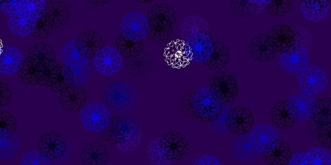 Light Pink, Blue vector doodle template with flowers.