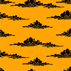 Seamless pattern with black clouds
