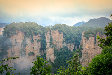 many sandstone columns and cliffs at Zhangjiajie national forest park,Wulingyuan,Hunan,China