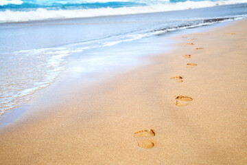 Footprints on Wilderness Beach, South Africa 