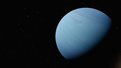 Realistic Neptune in the Solar System 3d render © Aleksandr