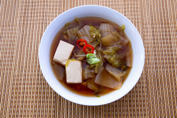 Korean food cabbage soup with tufu