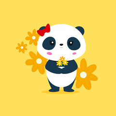 sweet panda with flower love © Bekzod