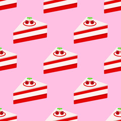 Seamless background of cheesecake pieces. Colorful sweet cakes slices backdrop. Vector illustration
