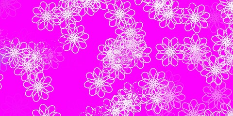Light Pink vector doodle background with flowers.