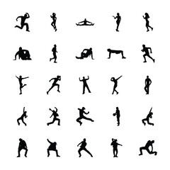 
Aerobics Silhouettes Icons Set
