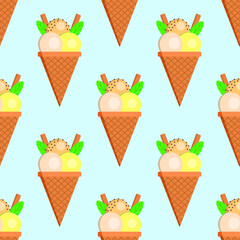 Seamless background of ice cream. Vector illustration.