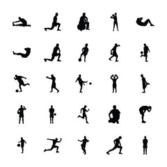 
Fitness Exercise Silhouettes Vectors Set
