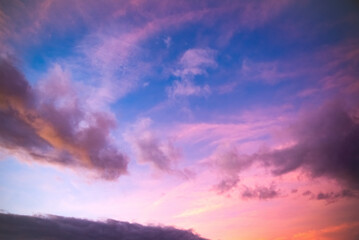 Beautiful colorful sunset sky with cloud