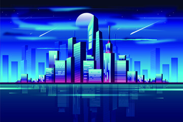 Fototapeta premium Neon City Background