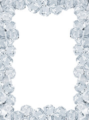 Blank ice cubes frame for product placement isolated on white background 