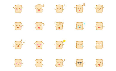 Bread characters icon set. isolated on white background
