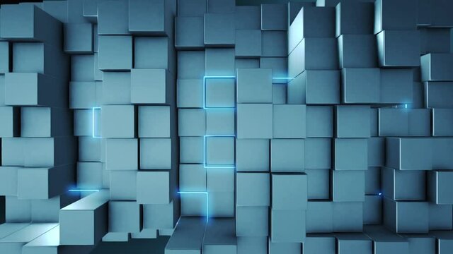 Abstract background of blue cubes