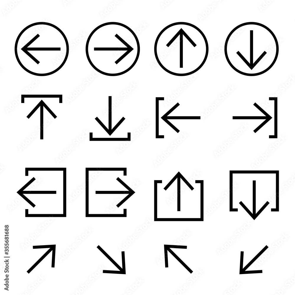 Poster line vector arrows icon set. outline redo and undo symbols collection for website design, mobile app