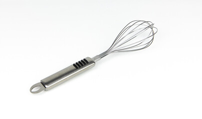 Metal wire steel whisk isolated on white