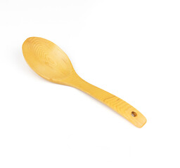 Wooden spoon isolated on white background. Vintage retro wooden ladle spoon.