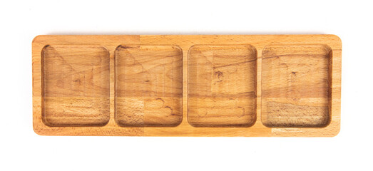 Wooden plate isolated on white background. Bamboo Kitchen utensils.