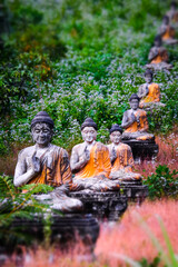 Lot Buddhas statues in Loumani Buddha Garden.  Hpa-An, Myanmar (Burma)