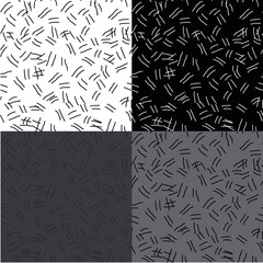 Set of seamless monochrome plaid patterns