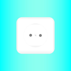 white power socket on a blue background. The concept of repair of premises.