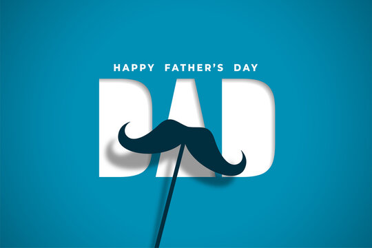 happy fathers day wishes card in papercut style design