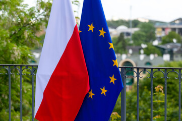 flaga Polski Unii Europejskiej - obrazy, fototapety, plakaty